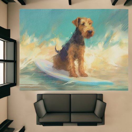 Airedale Beach Surfing Painting Rug