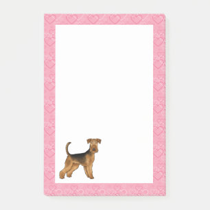 Airedale Bingley Terrier Dog Heart Pattern Pink Post-it Notes
