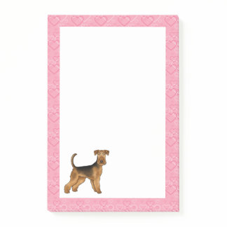 Airedale Bingley Terrier Dog Heart Pattern Pink Post-it Notes