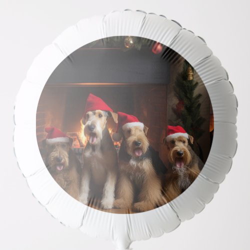 Airedale by the Fireplace Christmas  Balloon