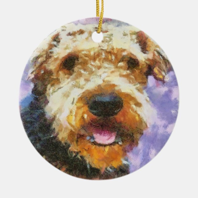 Airedale Ceramic Ornament (Front)