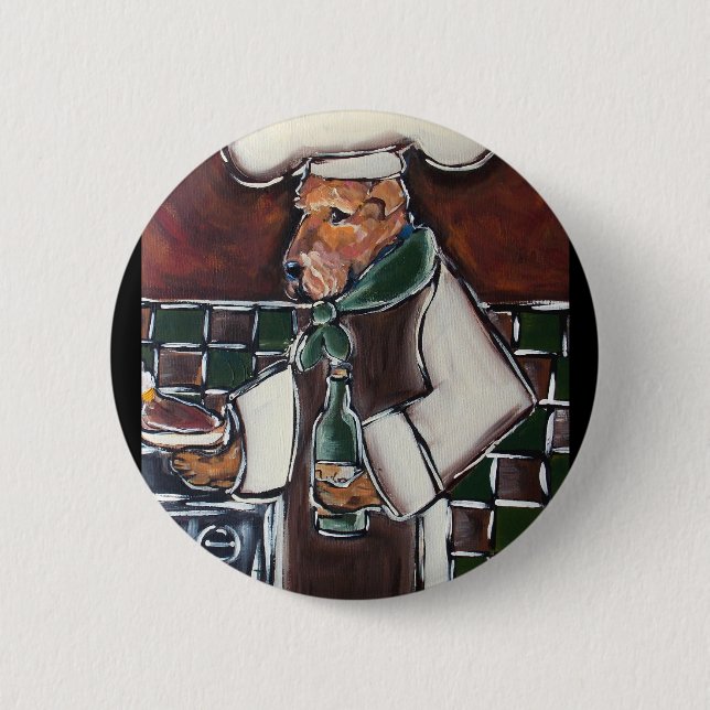 Airedale Chef Pinback Button (Front)