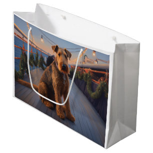 Airedale Christmas Cruise: Pawsome Holiday Delight Large Gift Bag