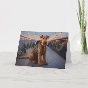 Airedale Christmas Cruise: Pawsome Holiday Delight Letterpress Thank You Card