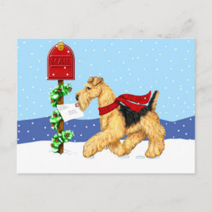 Airedale Christmas Dale Mail Holiday Postcard