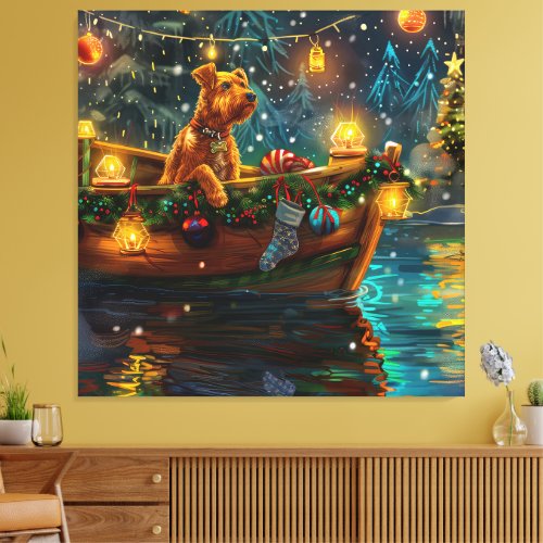 Airedale Christmas Festive Voyage Canvas Print