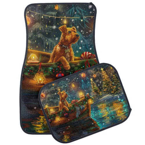 Airedale Christmas Festive Voyage Car Floor Mat