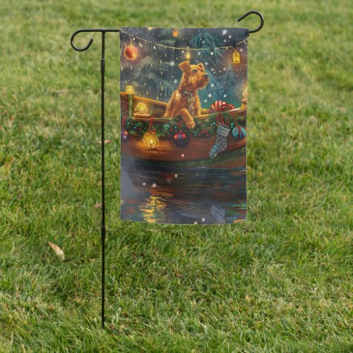 Airedale Christmas Festive Voyage Garden Flag