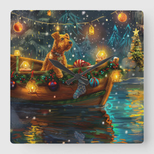 Airedale Christmas Festive Voyage Square Wall Clock