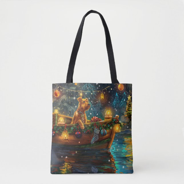 Airedale Christmas Festive Voyage Tote Bag (Front)