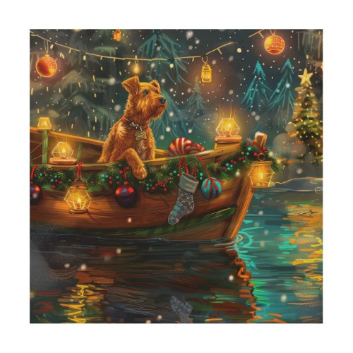 Airedale Christmas Festive Voyage Wood Wall Art