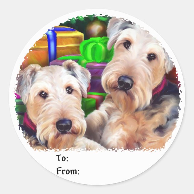Airedale Christmas Open Now Gift Tags (Front)