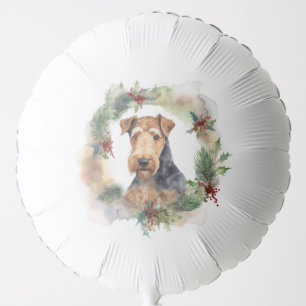 Airedale Christmas Wreath Festive Pup Balloon