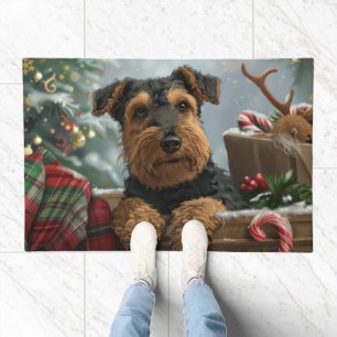 Airedale Dog Christmas Festive  Doormat