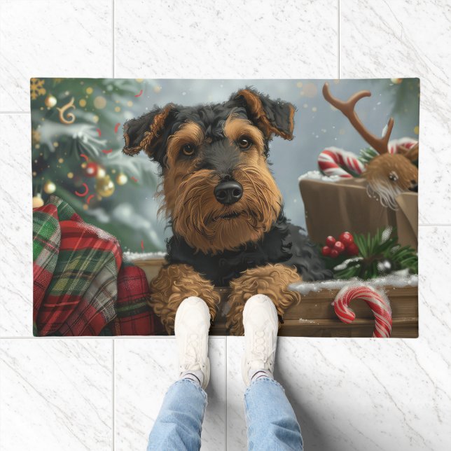 Airedale Dog Christmas Festive  Doormat (Indoor)