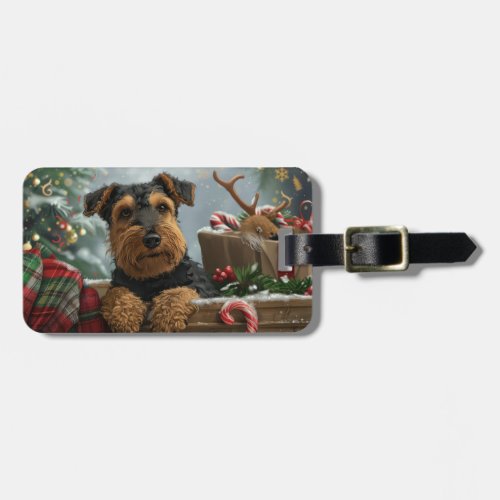 Airedale Dog Christmas Festive  Luggage Tag