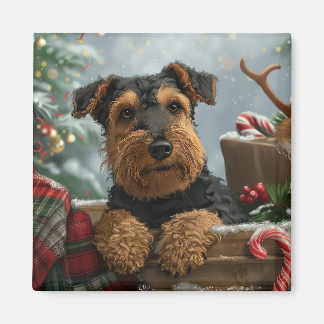 Airedale Dog Christmas Festive  Magnet (Front)