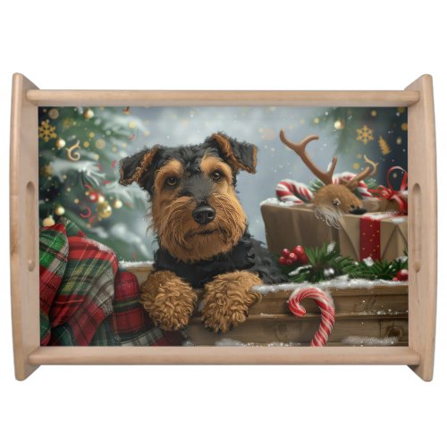 Airedale Dog Christmas Festive  Serving Tray