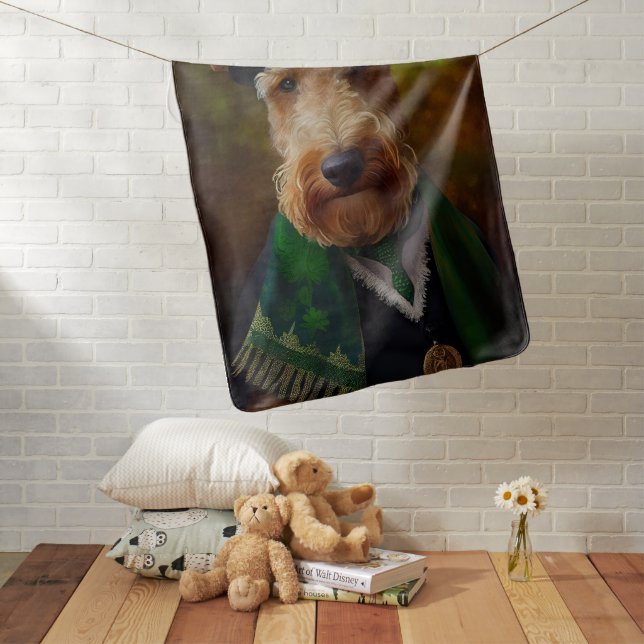 airedale dog in St. Patrick's Day Baby Blanket (In Situ)