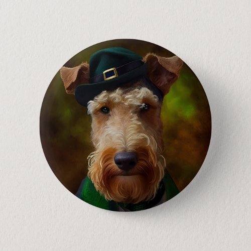 airedale dog in St Patricks Day Button