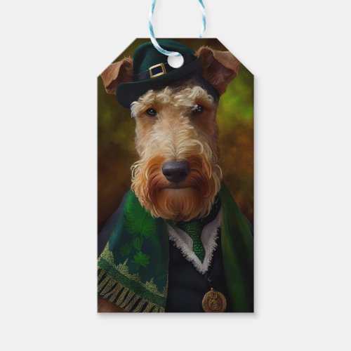 airedale dog in St Patricks Day Gift Tags