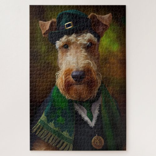 airedale dog in St Patricks Day Jigsaw Puzzle