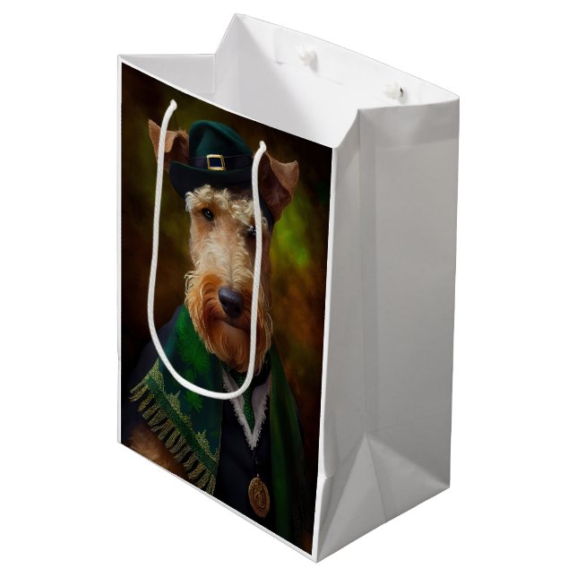 airedale dog in St. Patrick's Day Medium Gift Bag (Front Angled)