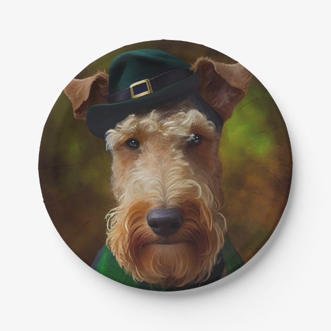 airedale dog in St. Patrick's Day Paper Plates (Front)