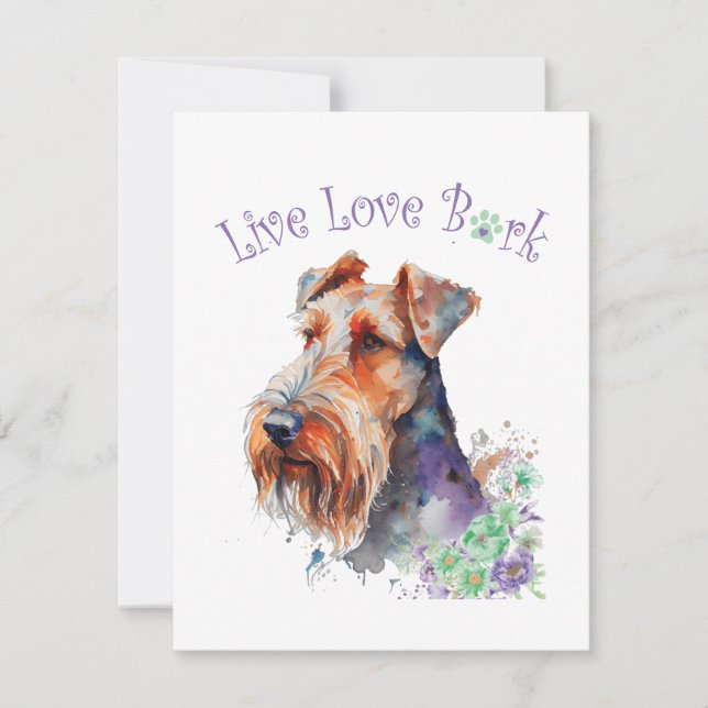 Airedale Dog Mom Floral Note Card (Front)