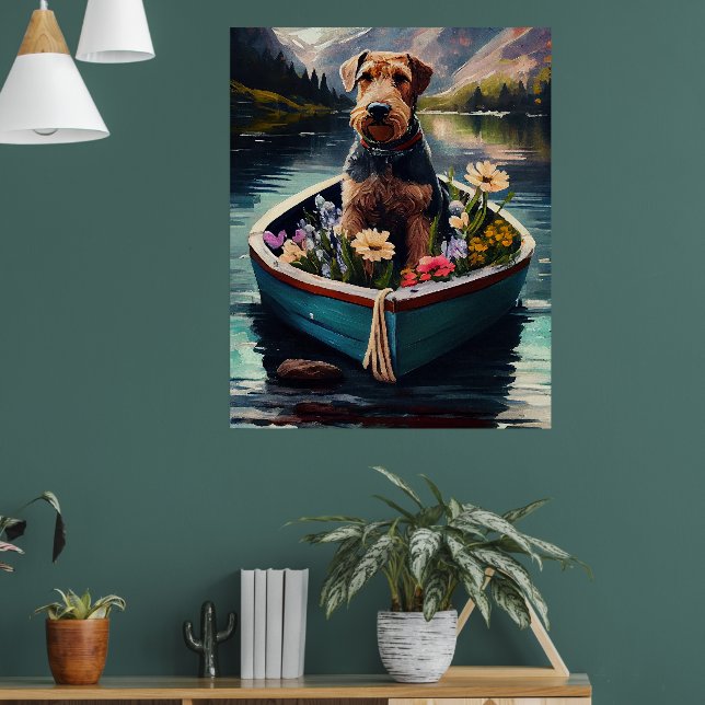 Airedale Dog on a Paddle: A Scenic Adventure Poster (Living Room 1)