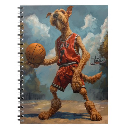Airedale Dog Playing Basketball Notebook