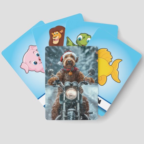 Airedale Dog Riding Motorcycle Christmas Matching Game Cards