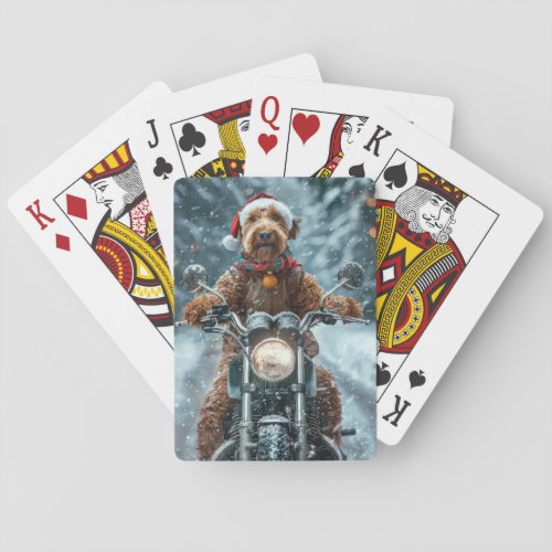 Airedale Dog Riding Motorcycle Christmas Poker Cards