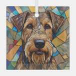 Airedale Dog &quot;Stained Glass&quot; Glass Ornament
