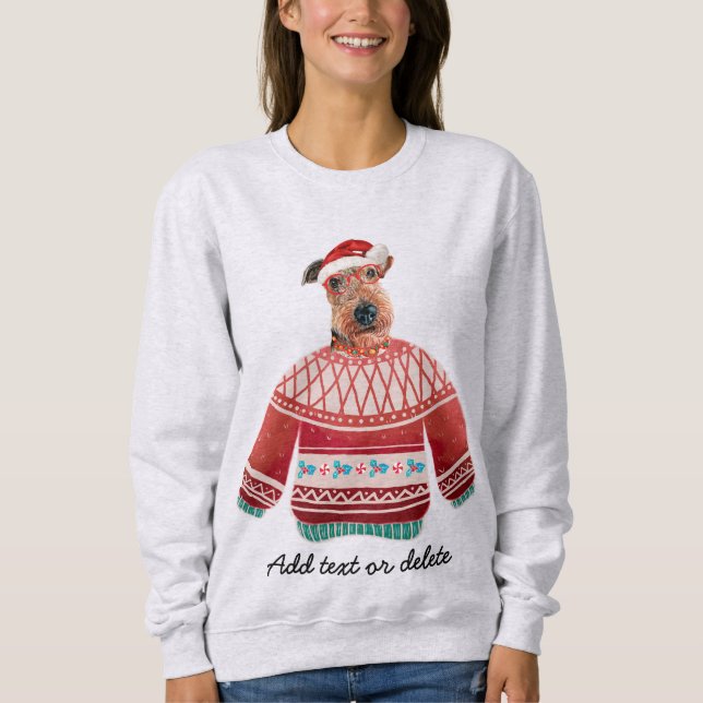 Airedale Dog Ugly Christmas Dog Mom Sweatshirt (Front)