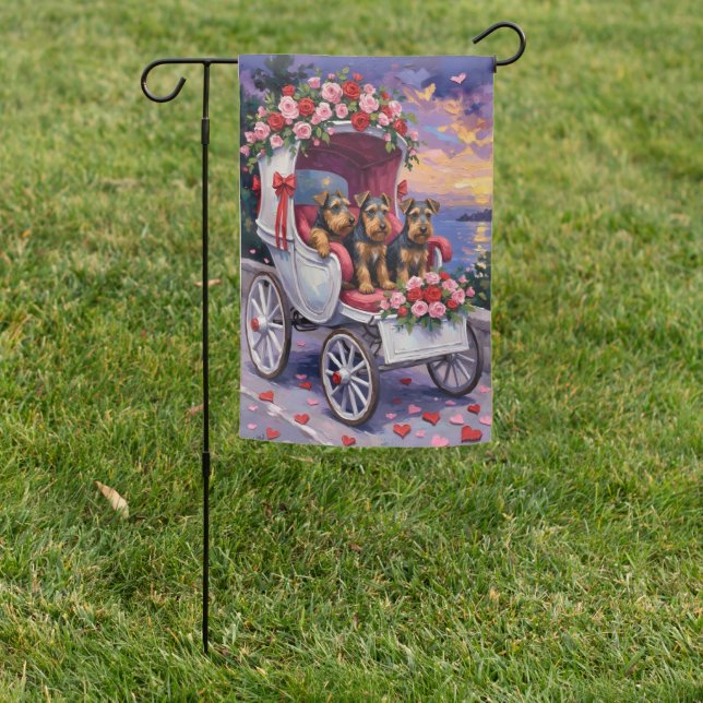 Airedale Dog Valentine's Day  Garden Flag (In SItu)