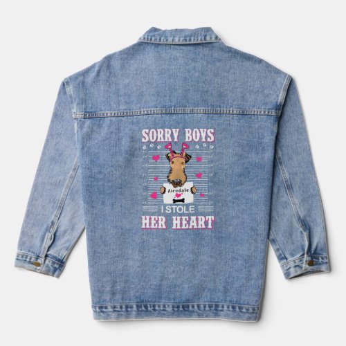 Airedale Dog Valentines Day I Stole Her Heart Vale Denim Jacket