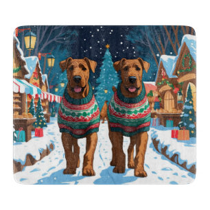 Airedale Dogs Christmas Snow Holiday Cutting Board