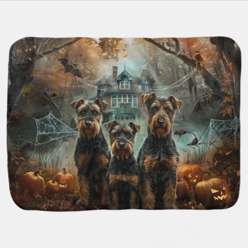 Airedale Halloween Night Doggy Delight Baby Blanket