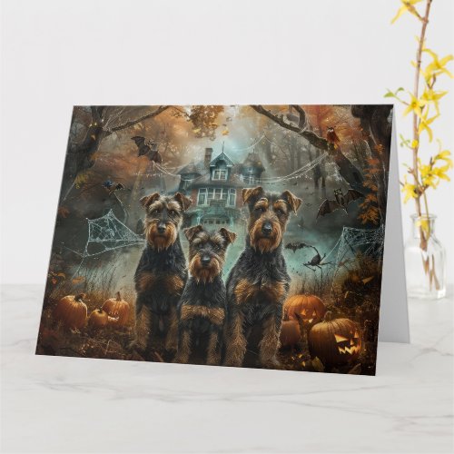 Airedale Halloween Night Doggy Delight Card