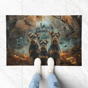 Airedale Halloween Night Doggy Delight Doormat