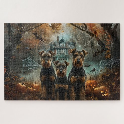 Airedale Halloween Night Doggy Delight Jigsaw Puzzle