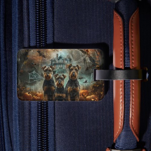 Airedale Halloween Night Doggy Delight Luggage Tag