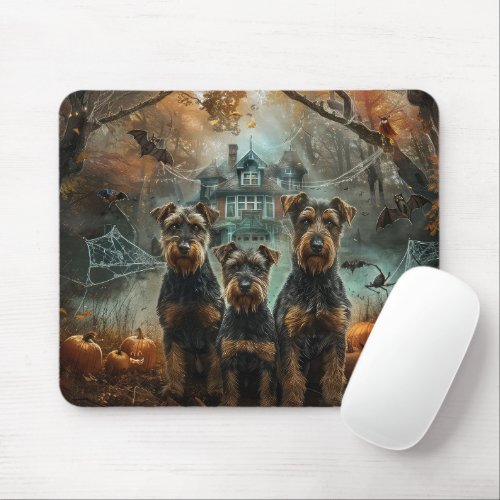 Airedale Halloween Night Doggy Delight Mouse Pad