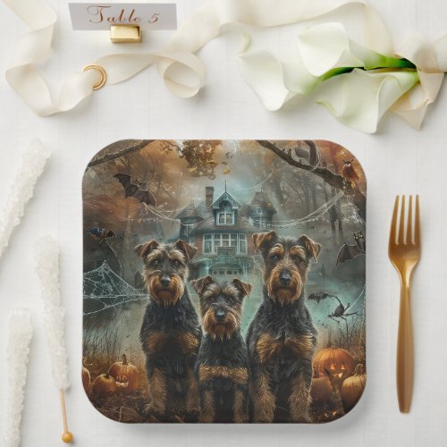 Airedale Halloween Night Doggy Delight Paper Plates