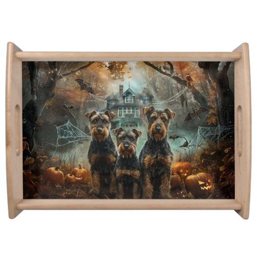 Airedale Halloween Night Doggy Delight Serving Tray