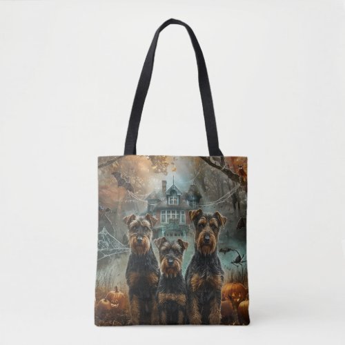 Airedale Halloween Night Doggy Delight Tote Bag