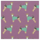 Airedale in scrubs dark purple fabric