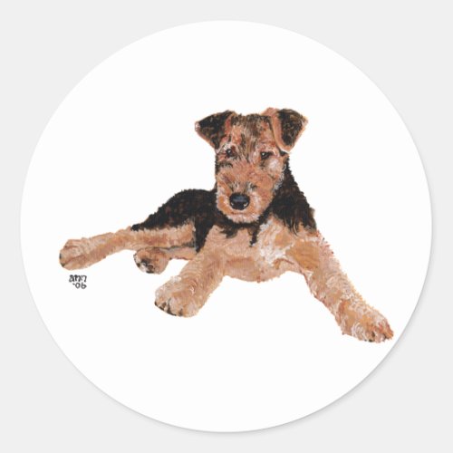 Airedale Lakeland Welsh Terrier Pup Classic Round Sticker