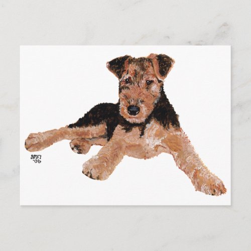 Airedale Lakeland Welsh Terrier Pup Postcard
